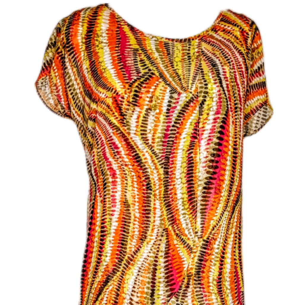 Kbs Abstract Orange Sheath Dress Size Large